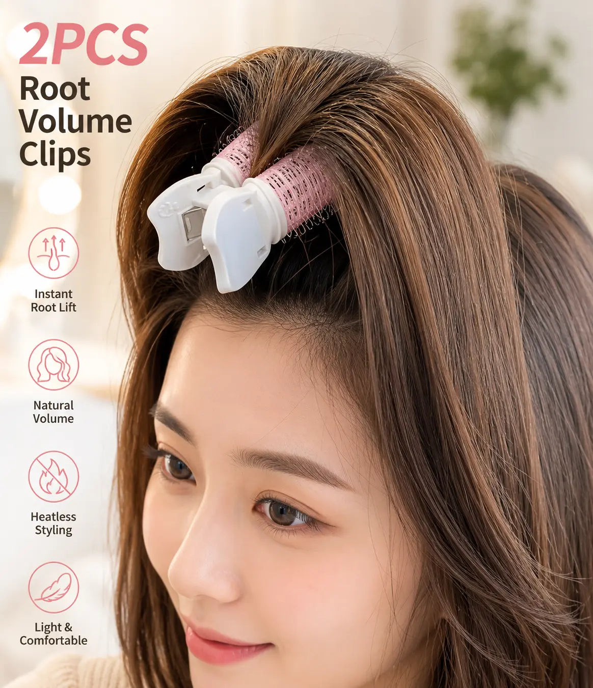Heatless Hair Rollers & Root Volume Clips – Volumizing Curlers for Bangs