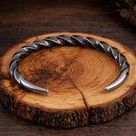 Viking Twisted Cuff Bracelet – 316L Stainless Steel Norse Bracelet for Men
