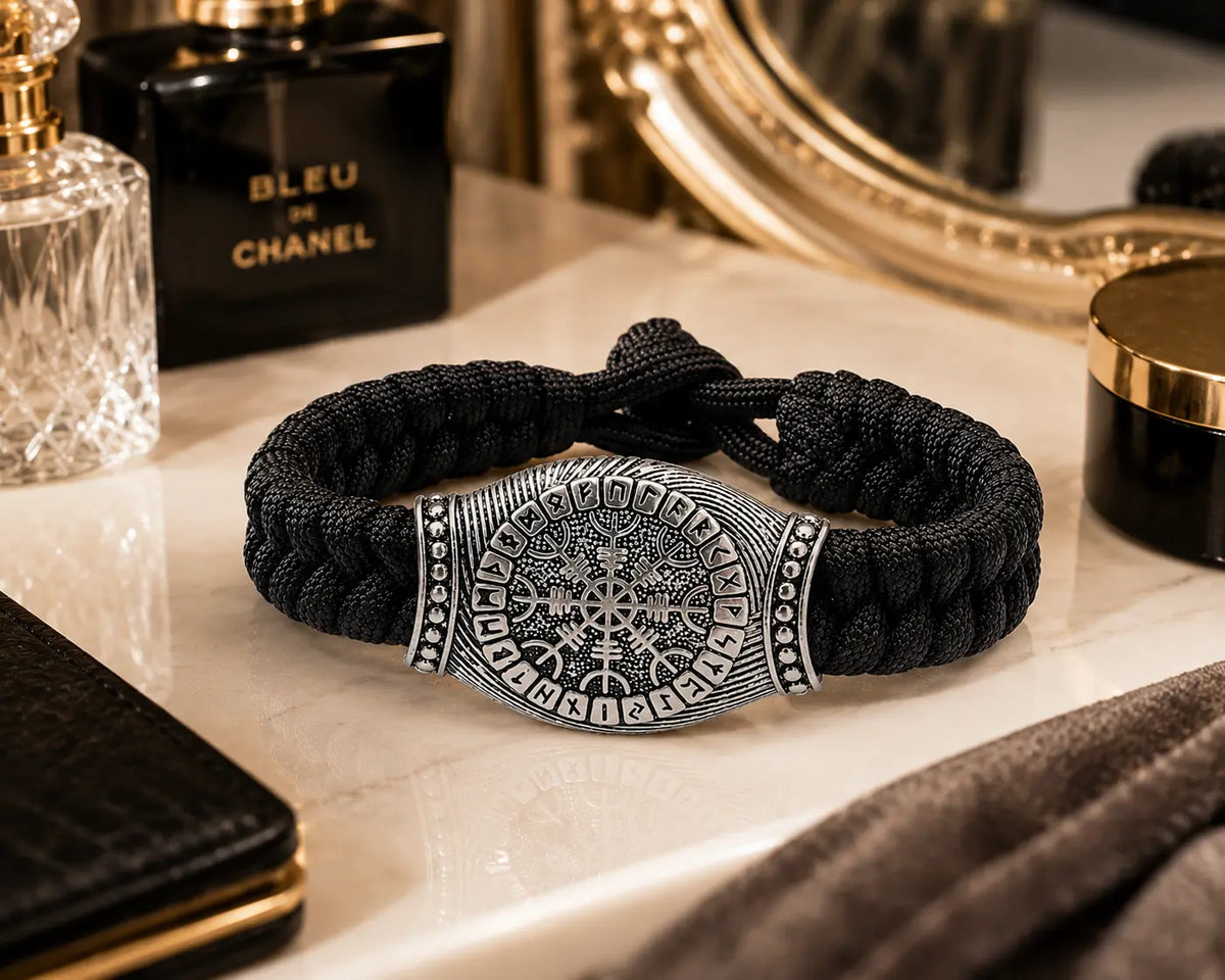 Viking Bracelet for Men – Nordic Rune Compass Paracord Bracelet
