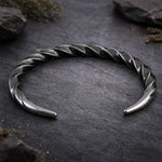 Viking Twisted Cuff Bracelet – 316L Stainless Steel Norse Bracelet for Men
