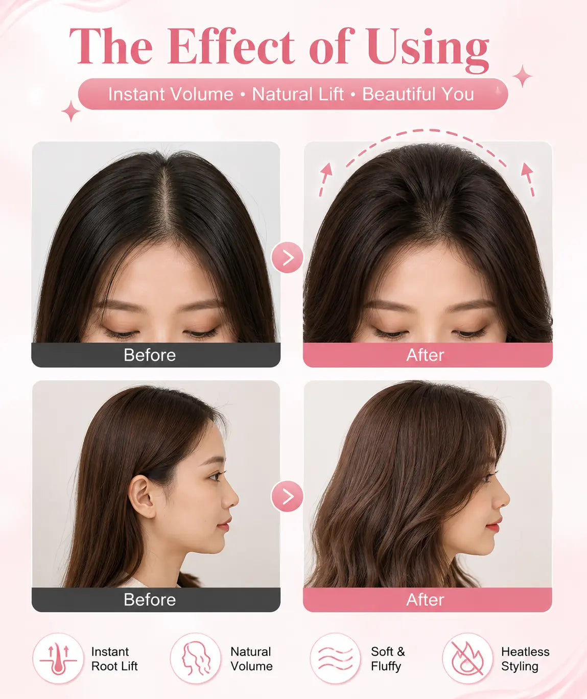 Heatless Hair Rollers & Root Volume Clips – Volumizing Curlers for Bangs