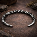 Viking Twisted Cuff Bracelet – 316L Stainless Steel Norse Bracelet for Men