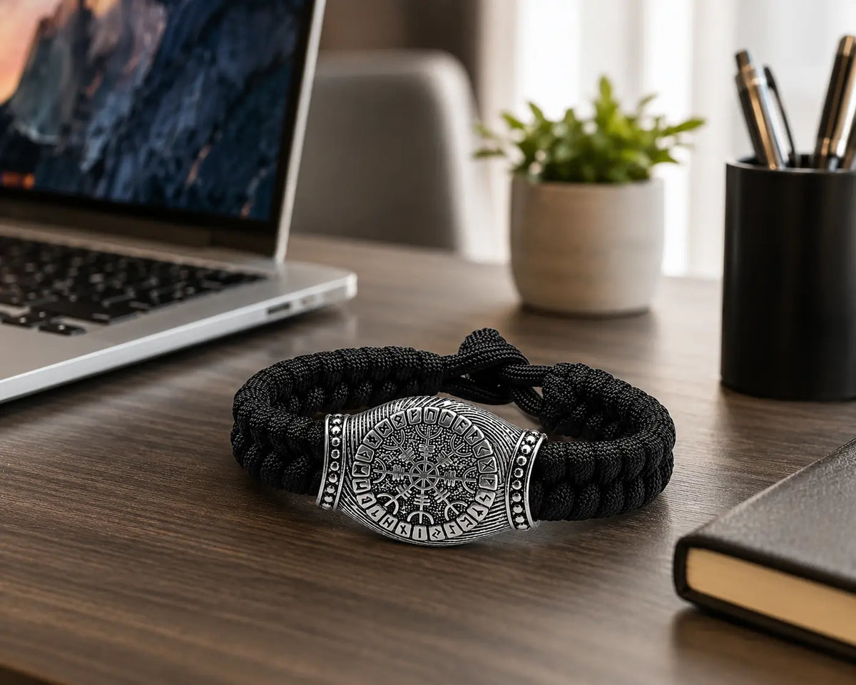 Viking Bracelet for Men – Nordic Rune Compass Paracord Bracelet