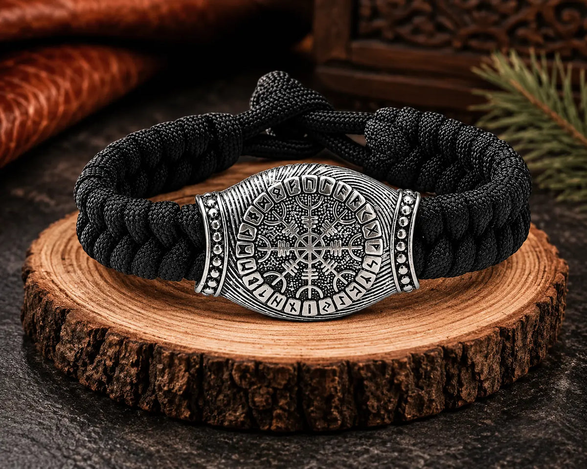 Viking Bracelet for Men – Nordic Rune Compass Paracord Bracelet